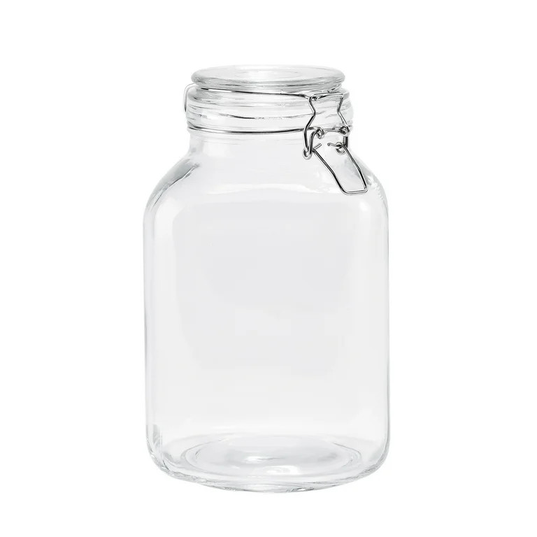 Mainstays 106 oz Clear Glass Airtight Storage Jar with Locking Lid, Large Kitchen Pantry Food Sto... | Walmart (US)