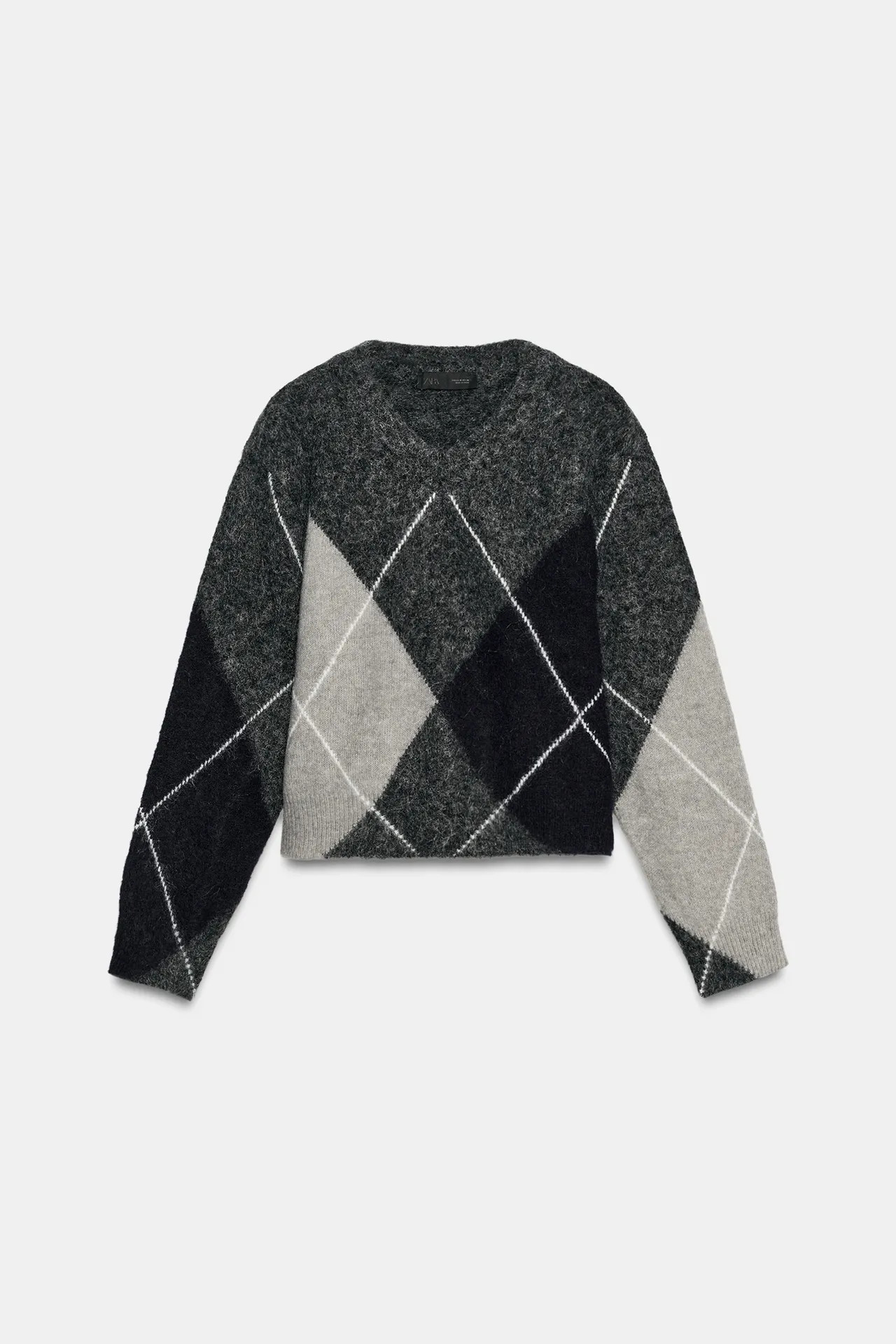 STRICKPULLOVER MIT RAUTENMUSTER GEB\u00dcRSTET | Zara DE