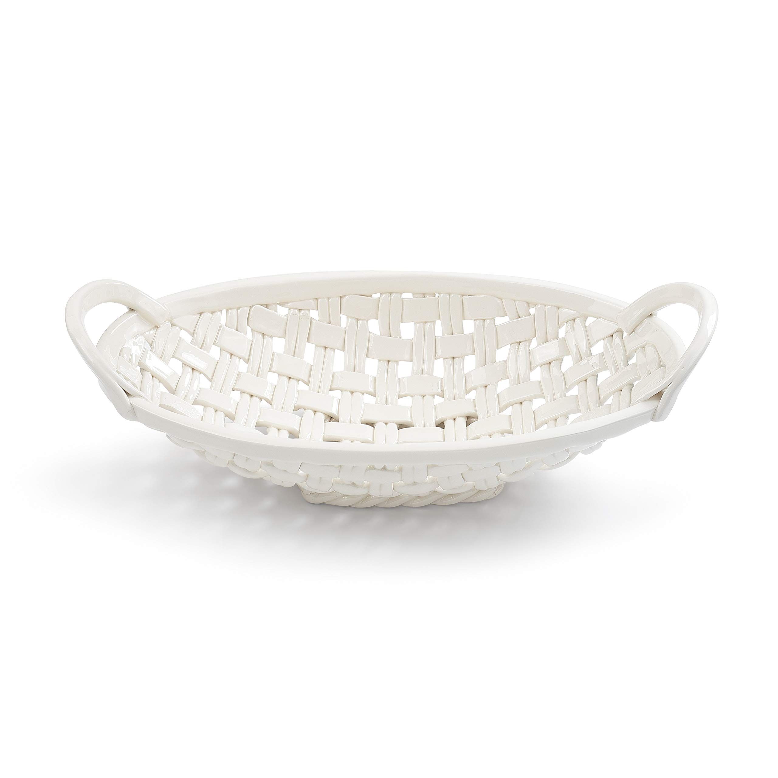 Bread Basket White 15 x 8 Ceramic Earthenware Decorative Bowl With Towel | Amazon (US)