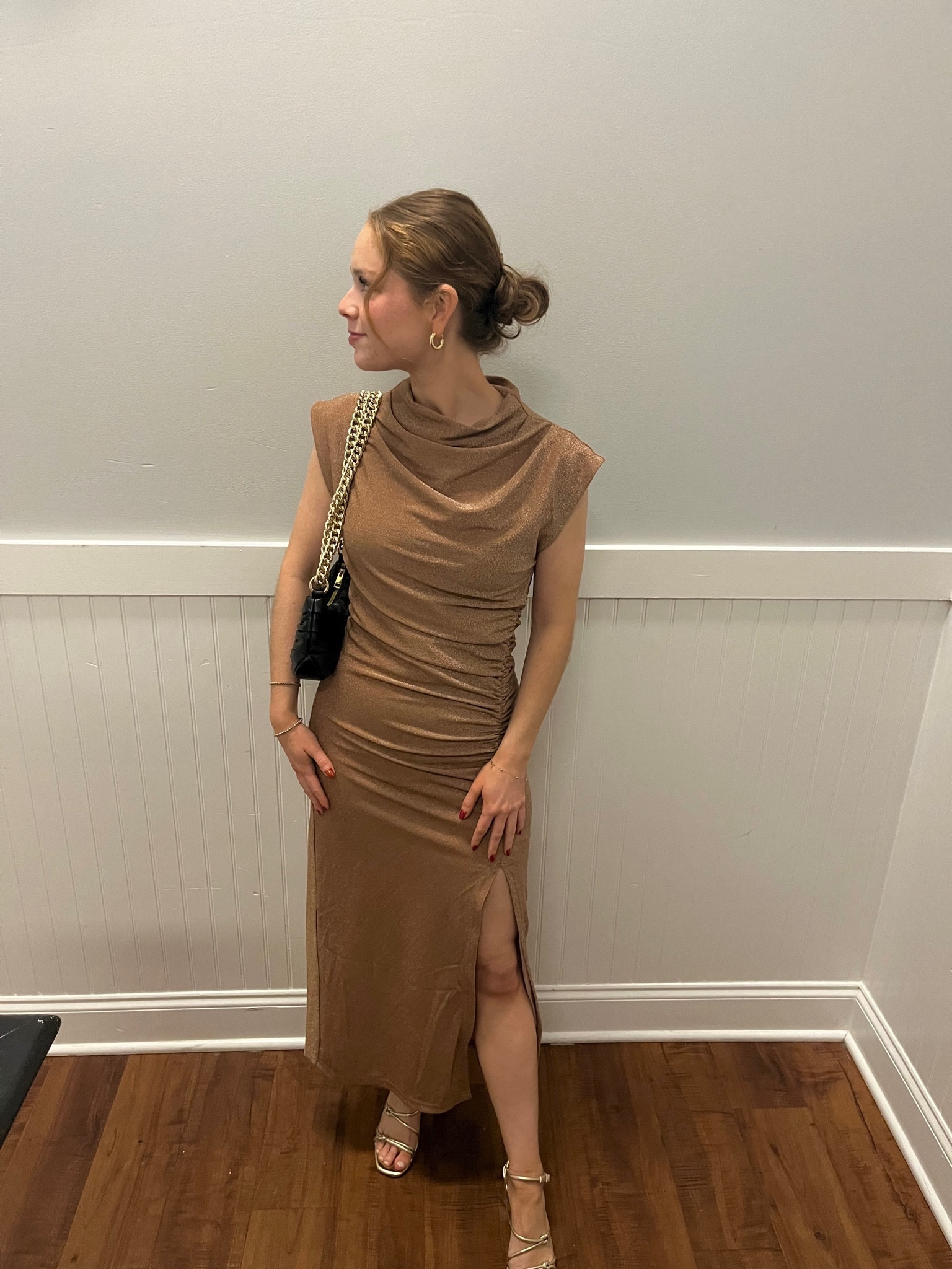 Holiday Cocktail Party Outfit🤎 My dress is from Ivy and Leo and my purse is from Forever 21! 