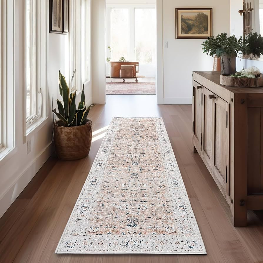 jinchan Area Rug 2x7 Washable Rug Runner Door Mat Vintage Doormat Indoor Entrance Rug Blush Pink ... | Amazon (US)