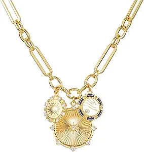 HETICA Chunky Gold-Plated Necklace for Women Heart Pendants Necklace Sun Flower Necklace Fashion ... | Amazon (US)