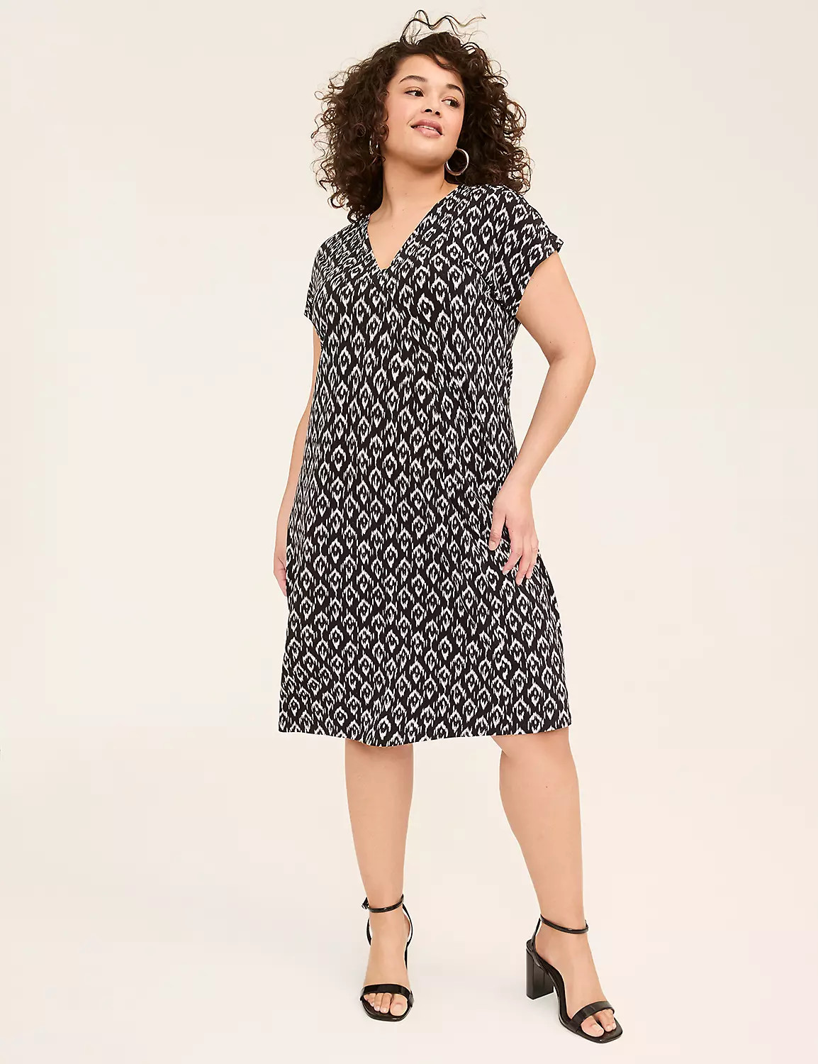 V-Neck Pleat-Front Jersey Dress | Lane Bryant (US)