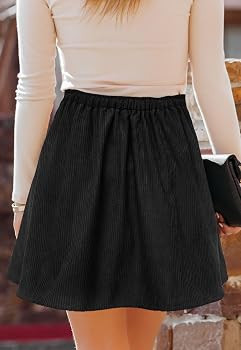 Women’s Button Front Skater Skirt High Elastic Waist Corduroy A-line Pleated Mini Skirts for Wo... | Amazon (CA)
