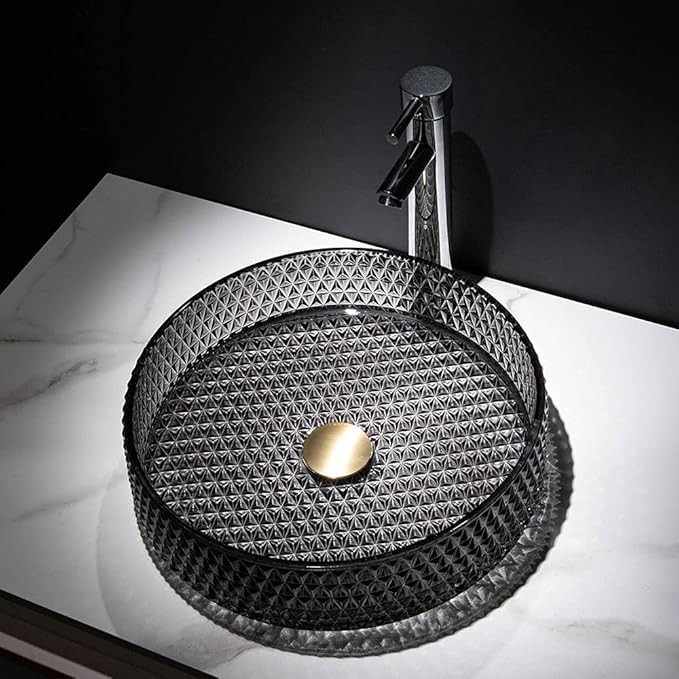 Lovedima Black Glass Vessel Sink, Bathroom Vanity Wash Sink Above Counter | Amazon (US)