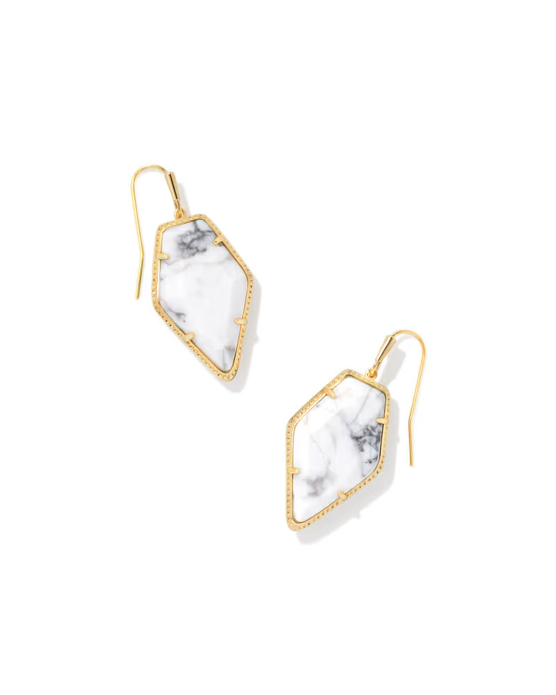Framed Tessa Gold Drop Earrings in White Howlite | Kendra Scott