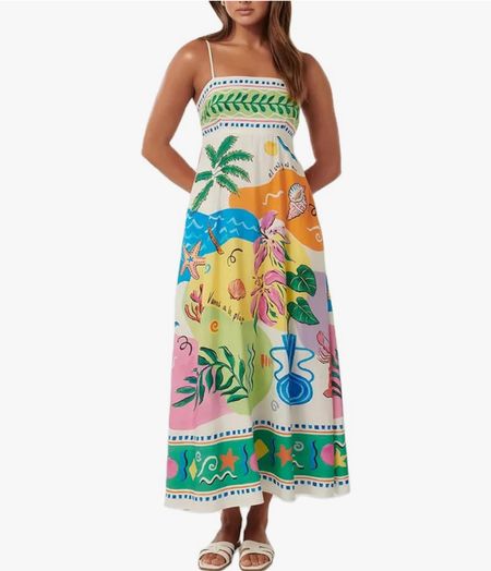 Tropical print maxi dress, midi dress, vacation 
dress 

#LTKfindsunder100 #LTKSeasonal #LTKfindsunder50