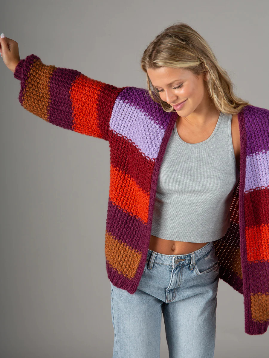 Oversized Striped Cardigan Sweater - Multi | Natural Life