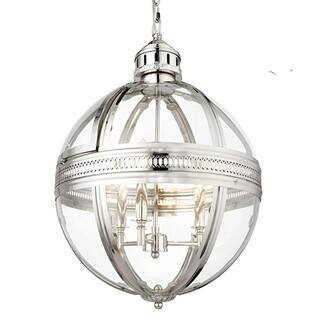 Overbey 3-Light Silver Victorian Glass Chandelier Pendant Ornament Glass Shade UPC143 - The Home ... | The Home Depot