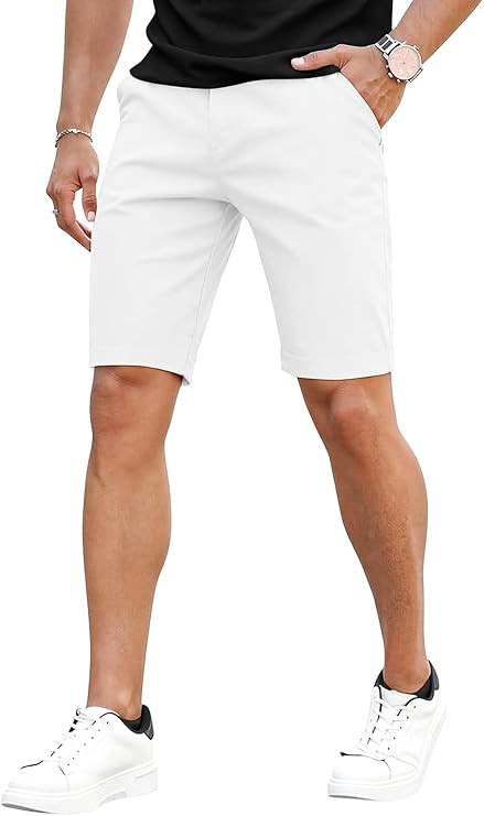 GINGTTO Mens Slim Fit Shorts 9" Inseam Stretch Chino Shorts | Amazon (US)
