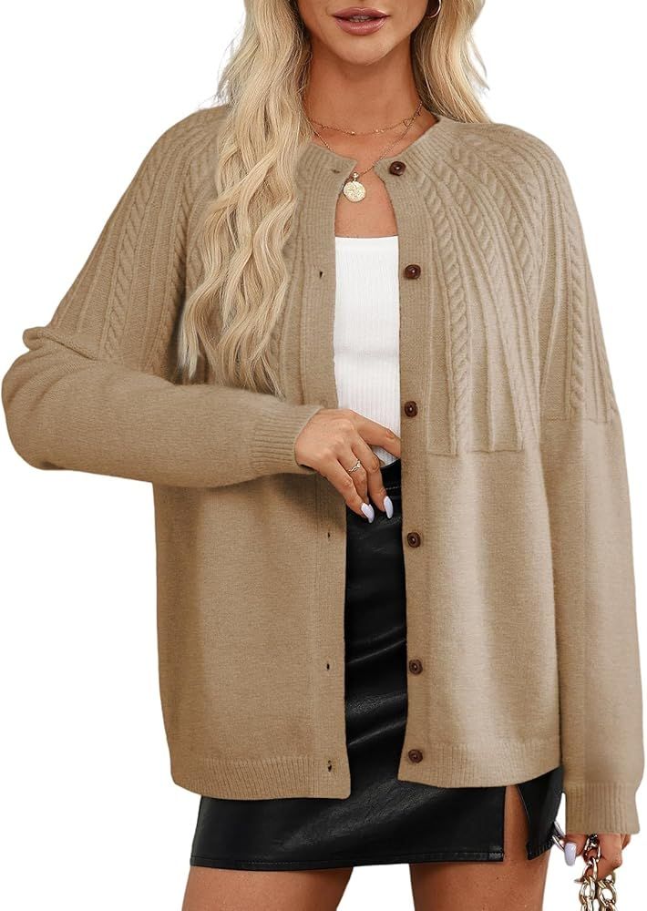 Dokotoo Cardigan Sweaters for Women 2024 Fall Outfits Long Sleeve Crochet Knit Sweaters | Amazon (US)