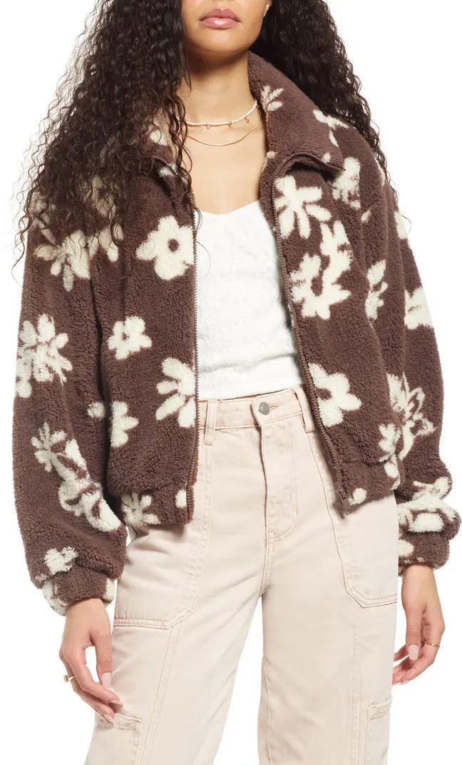 Floral High Pile Fleece Jacket | Nordstrom