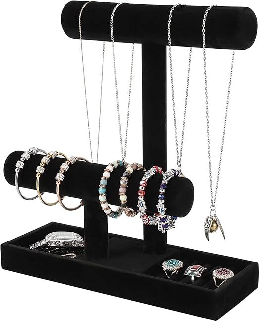 ByKen Multi-Functional Necklace Holder,Bracelet Holder,Jewelry Organizer Stand with Earrings Ring... | Amazon (US)