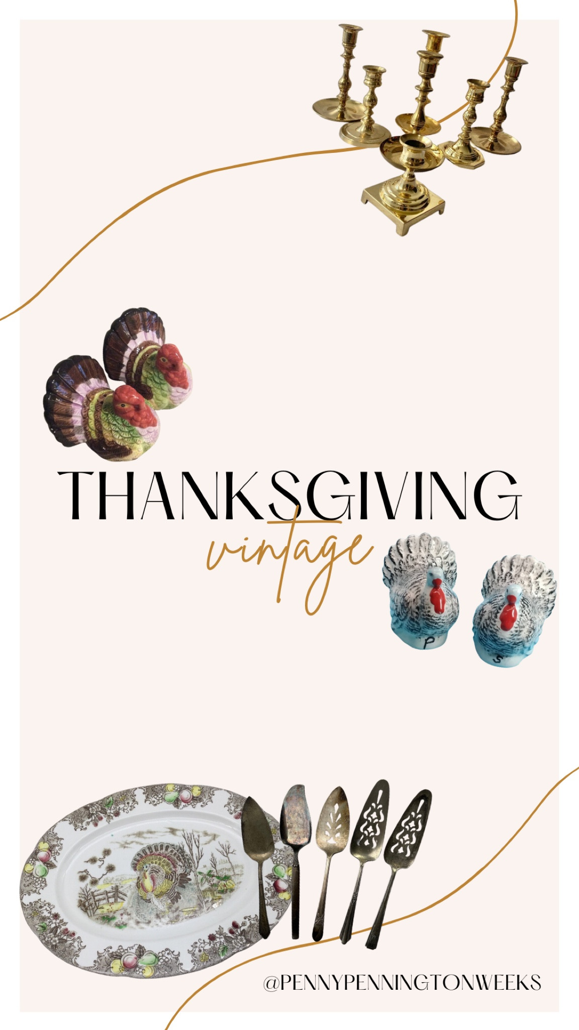 I love adding vintage pieces to my Thanksgiving table. A mix of ironstone platters, brown transferware and brass candlesticks sets a perfect foundation. Add a few vintage turkey salt & pepper shakers and a silver pie server and you’re set. 

#LTKHoliday #LTKSeasonal #LTKhome