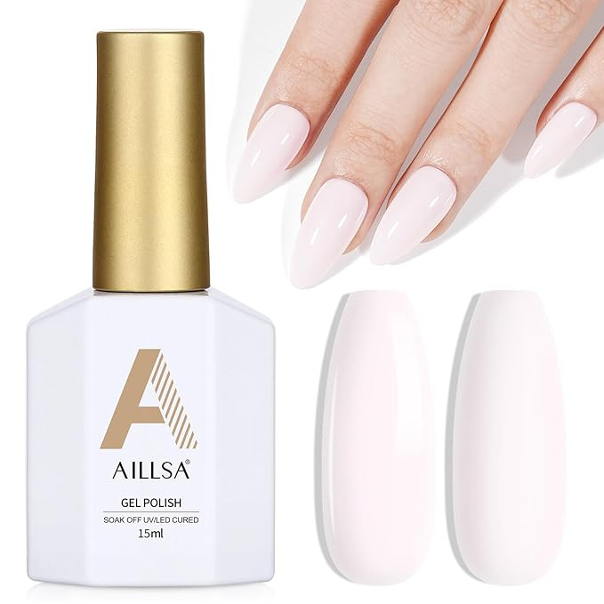 AILLSA Nude Gel Polish White Pink Gel Nail Polish Light Natural Color Gel Nail Polish Pale Pink P... | Amazon (US)