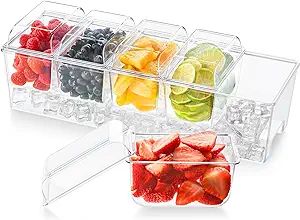 Lifewit Ice Chilled Condiment Caddy with 5 Containers(2.5 Cup), Condiment Server with Separate Li... | Amazon (US)