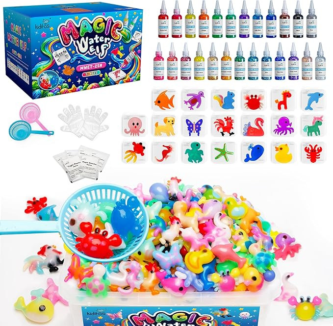 Kiditos Magic Water Elf Toy Kit–Squishies for Kids, 25 Gels & 20 Molds, Magic Gel Water Pets Se... | Amazon (US)