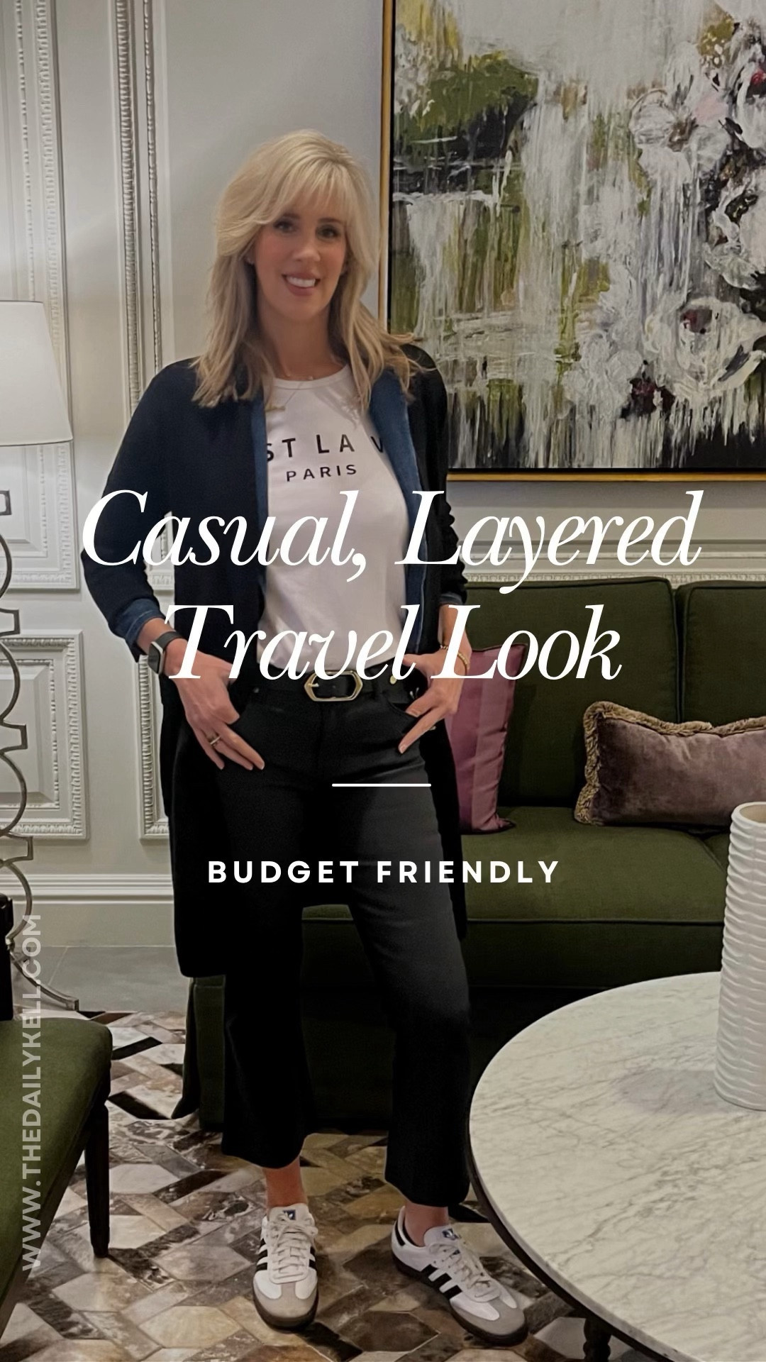 This is a chic travel outfit that can easily take you to the airport and immediately after to lunch.  

👚 Wearing an 8 in jeans (they have good stretch to them); wearing size small in blazer, tee shirt and coatigan.   Belt in medium and it’s $15.  

Paired a graphic tee with waxed washed cropped flare jeans and a denim jacket.   I always travel with a coatigan for some extra warmth and added a belt to elevate the outfit.  Leave off the belt and untuck your shirt for an even more comfy travel outfit.  

Happy and safe travels 🤗 

#LTKover40 #LTKfindsunder100 #LTKfindsunder50