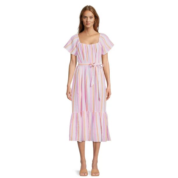 Time & Tru Women's Flutter Sleeve Dress | Walmart (US)