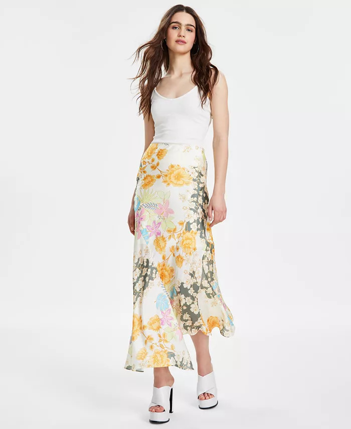 GUESS Women's Katrina Asymmetric Mix-Print Skirt - Macy's | Macy's