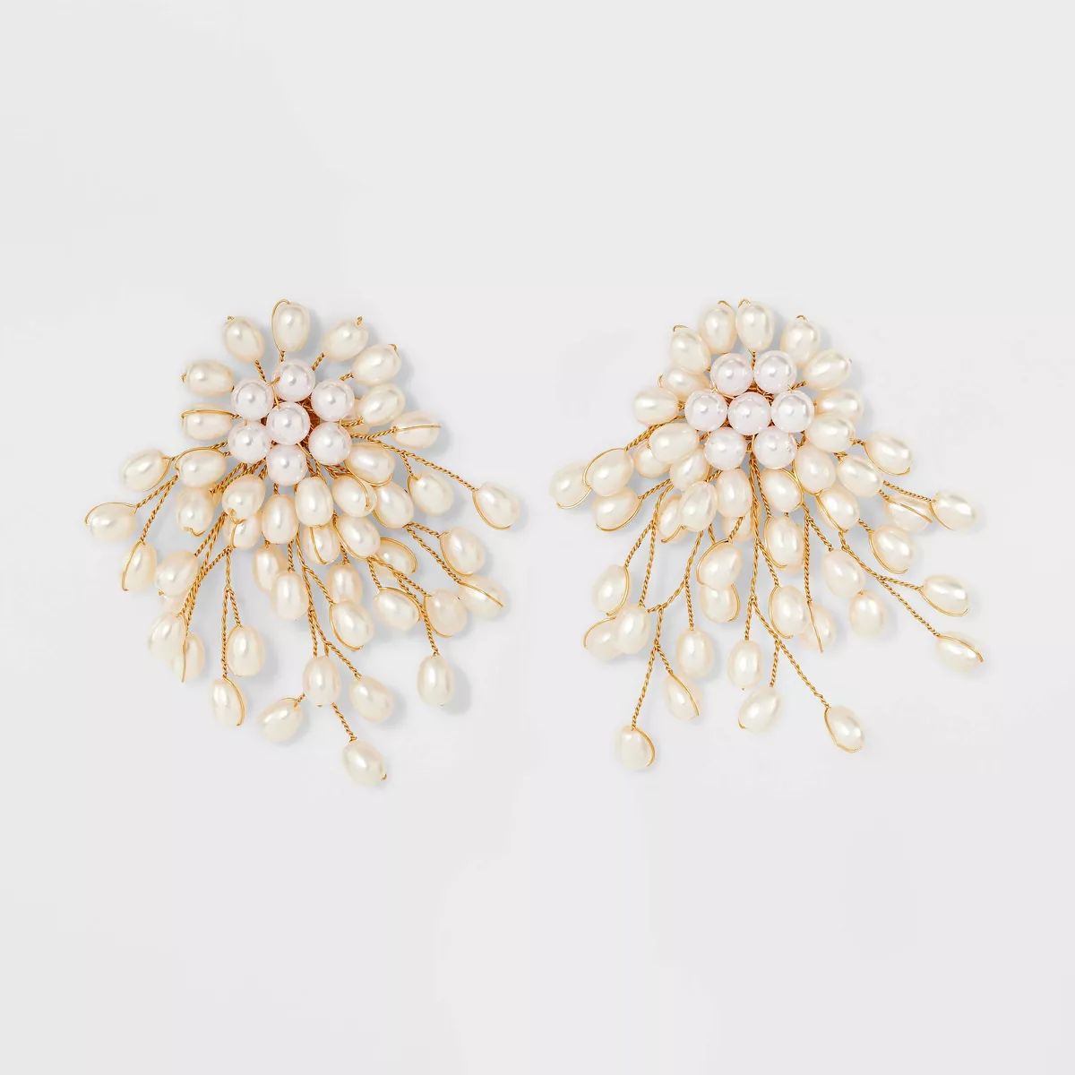 Pearl Cluster Dangle Post Earrings - Ivory | Target