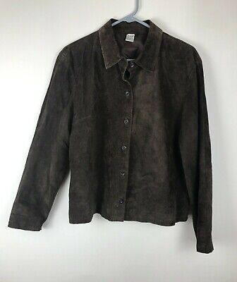 Vintage Women’s Size Large Genuine Suede Leather Jacket  Dark Brown Lined | eBay US