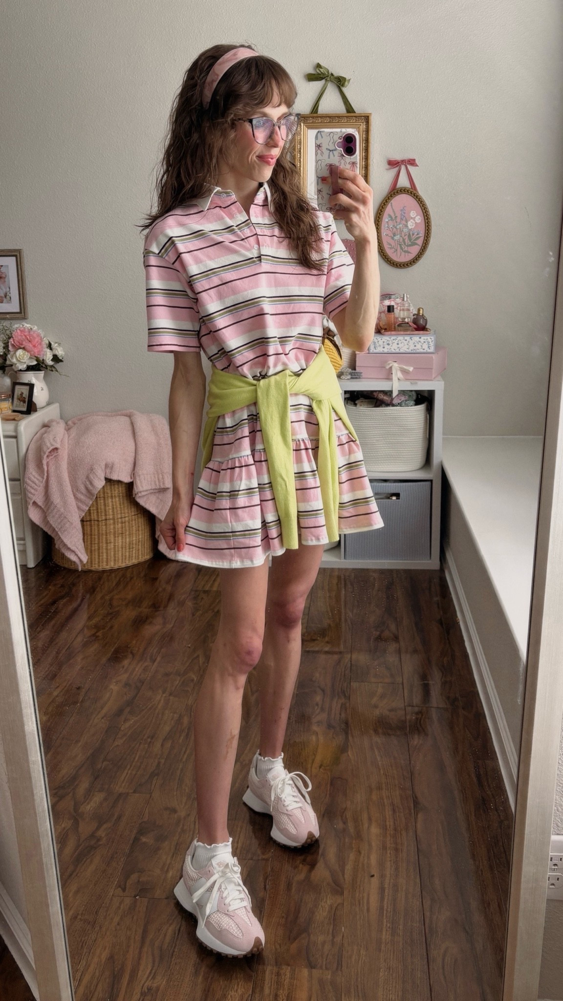 Emi Jay starlet headband, old navy cardigan, new balance 327 pink gingham, polo mini dress, rugby dress

#LTKootd #LTKgrwm #LTKdayinmylife