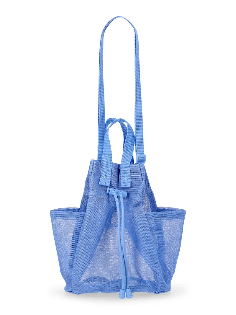 No Boundaries Women's Mesh Drawstring Crossbody Bag, Blue | Walmart (US)