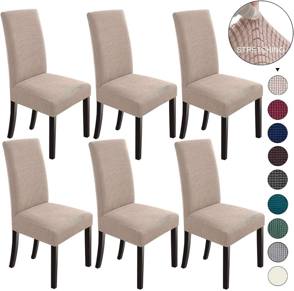 NORTHERN BROTHERS Chair Covers for Dining Room 6 Pack, Parson Chair Slipcover, Khaki | Amazon (US)