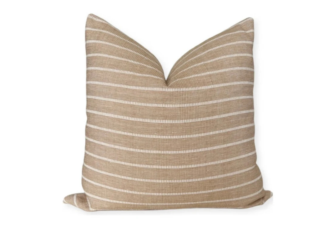 Tan Striped Pillow Cover: Neutral Cotton Linen Cushion - Monaco | Etsy (US)