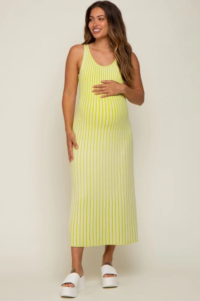 Lime Ribbed Sleeveless Maternity Maxi Dress | PinkBlush Maternity
