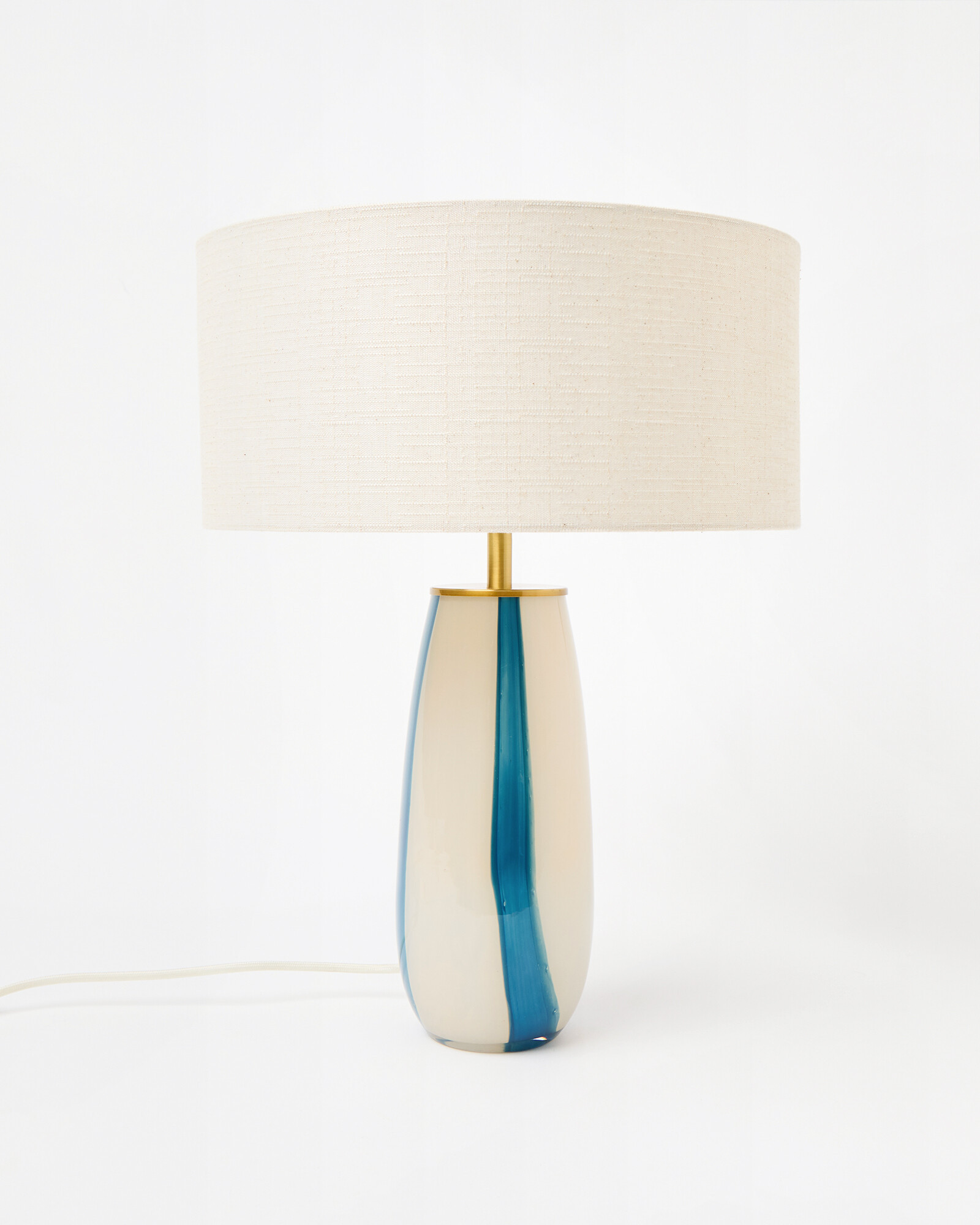 Orli White & Blue Stripe Glass Desk & Table Lamp | Oliver Bonas | Oliver Bonas (Global)