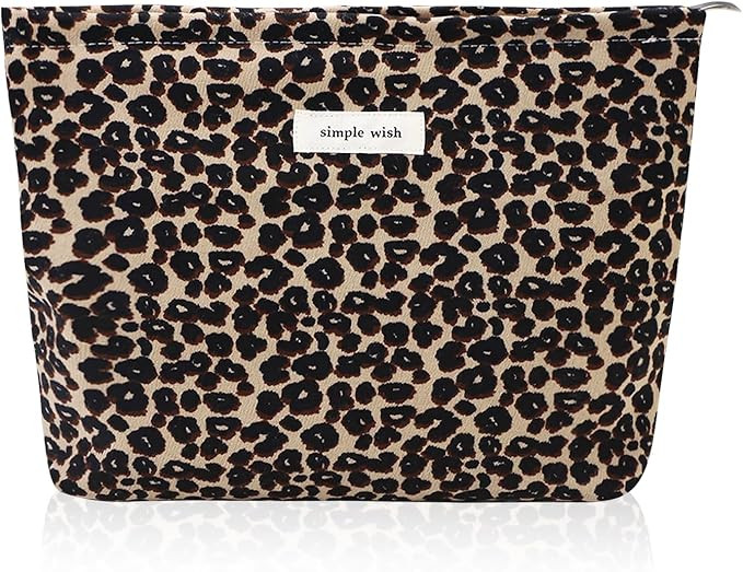 Wudygirl Leopard Makeup Bag Cosmetic Bag for Women Large Capacity Toiletry Bag Makeup Pouch Canva... | Amazon (US)