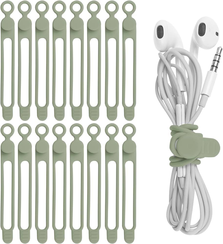Amazon.com: Nearockle 16Pcs Silicone Cable Straps Wire Organizer for Bundling Earphone, Phone Cha... | Amazon (US)