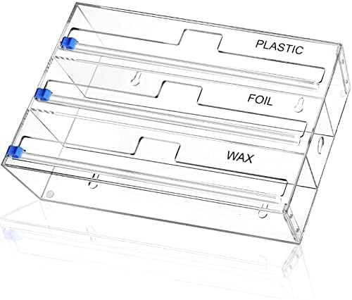 Acrylic Wrap Dispenser with Cutter and Labels, Plastic Wrap, Aluminum Foil and Wax Paper ​Dispenser  | Amazon (US)