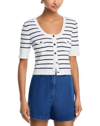 Striped Short Sleeve Cardigan - Exclusive | Bloomingdale's (US)