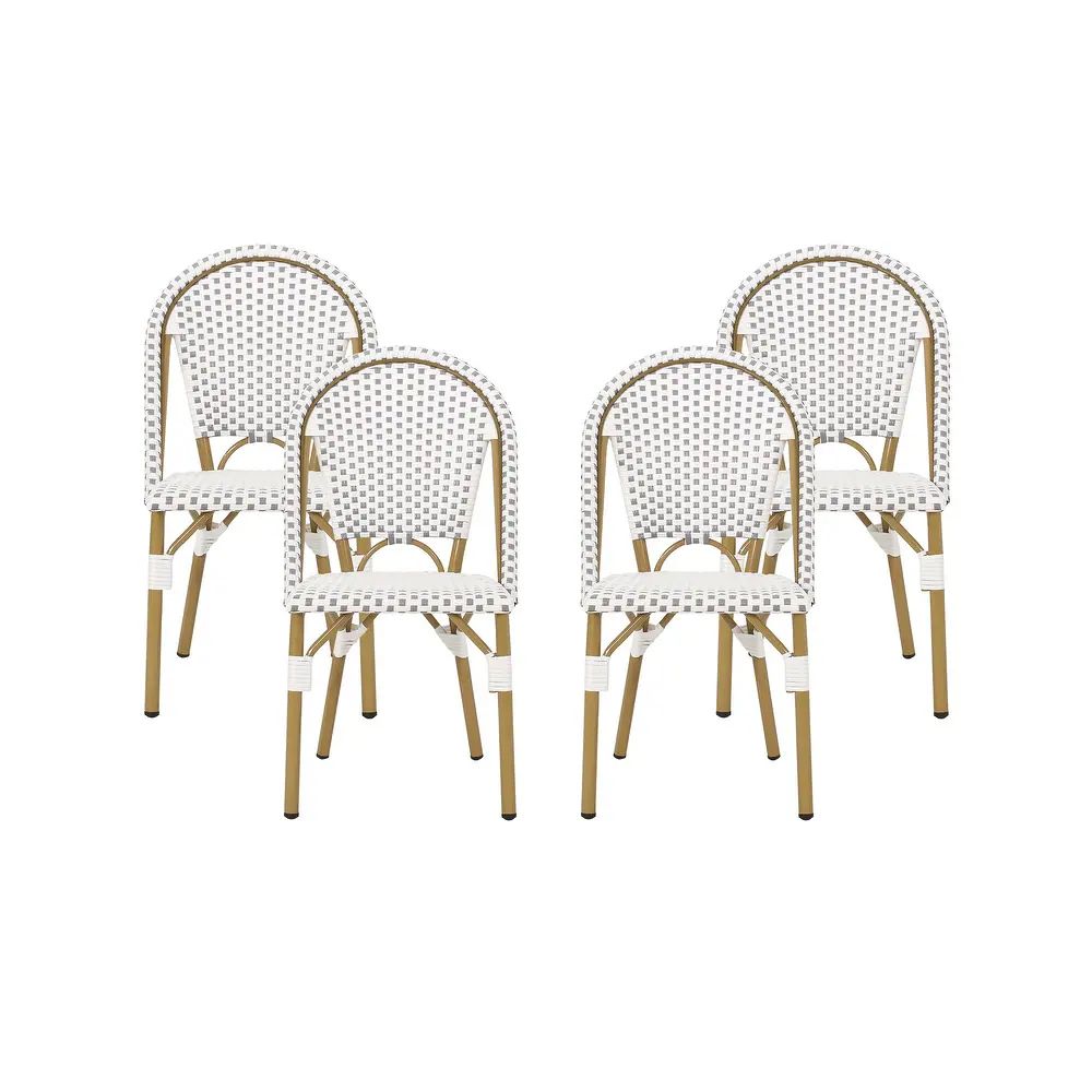 Elize Outdoor French Bistro Chairs (Set of 4) by Christopher Knight Home - Gray + White + Bamboo ... | Bed Bath & Beyond