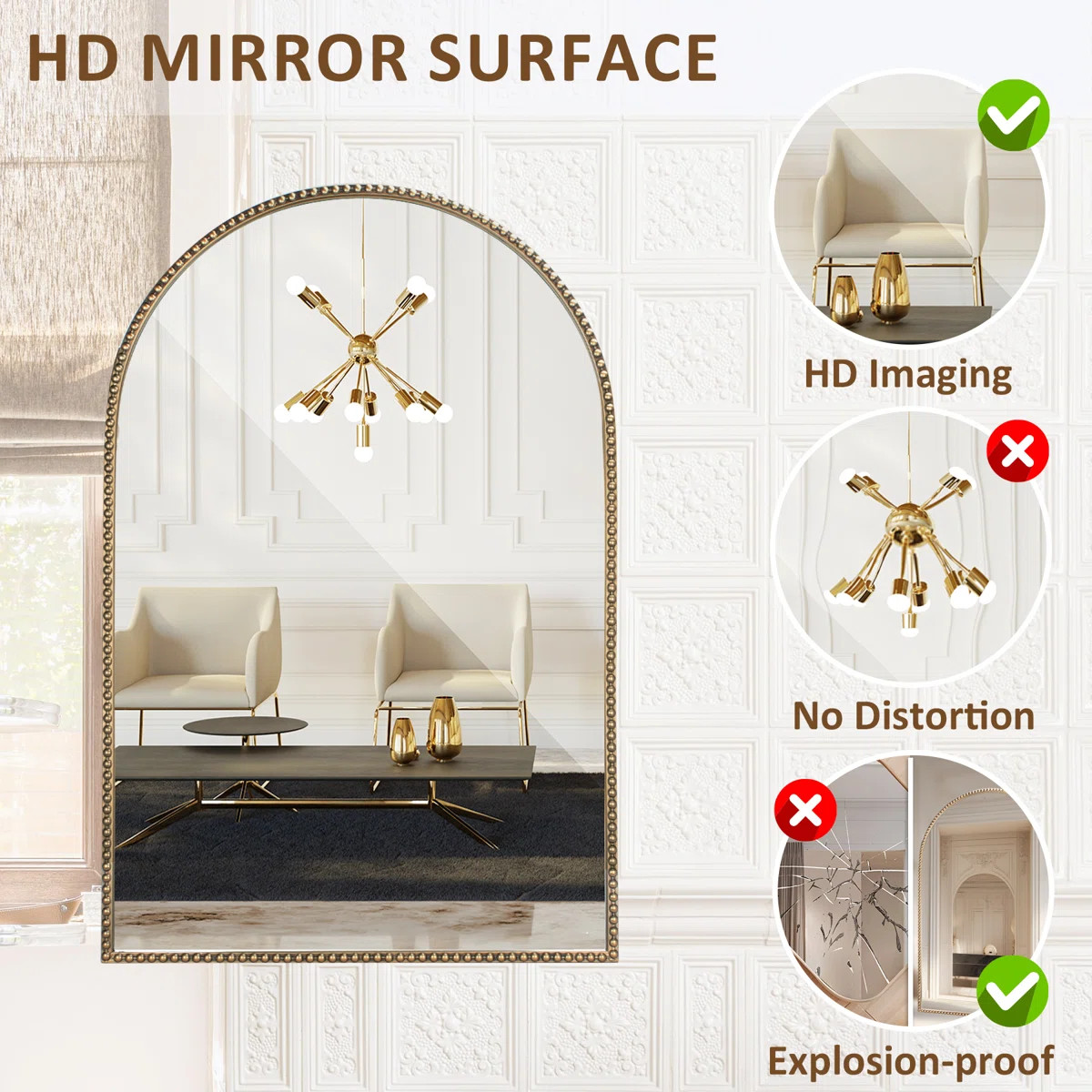 Antique Gold Mirror with Beaded Frame | Wayfair North America