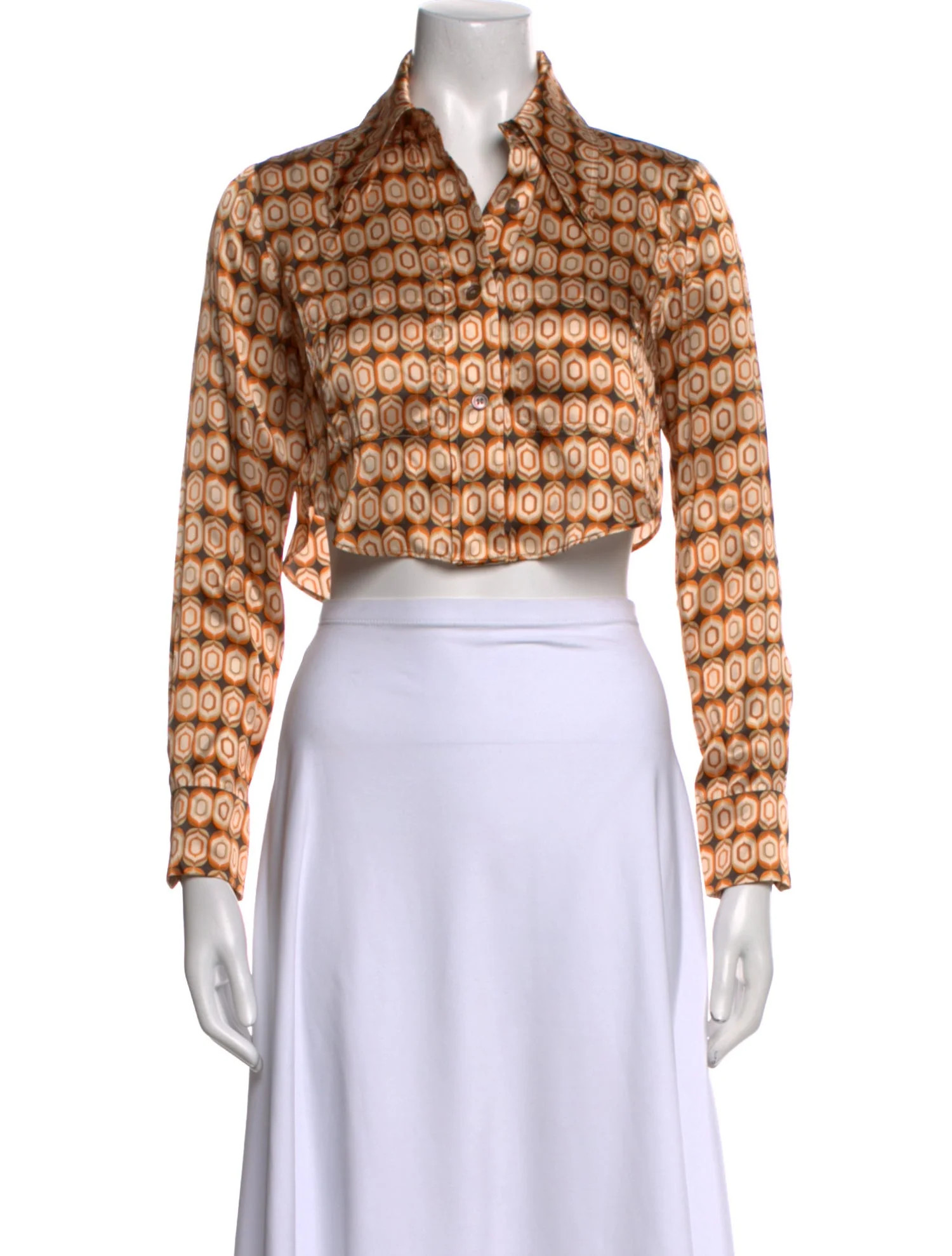 Ronny Kobo Silk Printed Crop Top - Orange Tops, Clothing - WRNNY48449 | The RealReal | The RealReal
