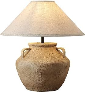 ISSPTYB Concrete Table Lamp Rustic Southwestern Ceramic Desk Lamp Farmhouse Pot 18.8" Tall Light ... | Amazon (US)