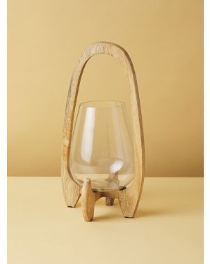 15in Glass Lantern With Wood Handle | Big Ticket Shop | HomeGoods | HomeGoods