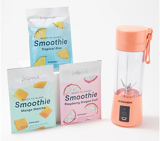 BlendJet 1.0 Portable 12-oz Blender with 3 Smoothie JetPacks & USB | QVC
