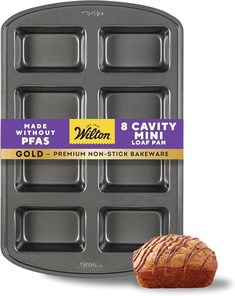 Wilton Gold Non-Stick Bakeware Mini Loaf - Baking Pan for Mini Banana Breads, Cakes & More - Made... | Amazon (US)