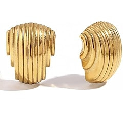 Big Gold Statement Earrings for Women Trendy, Chunky Gold Earrings Shell Wing Square Earrings Lig... | Amazon (US)