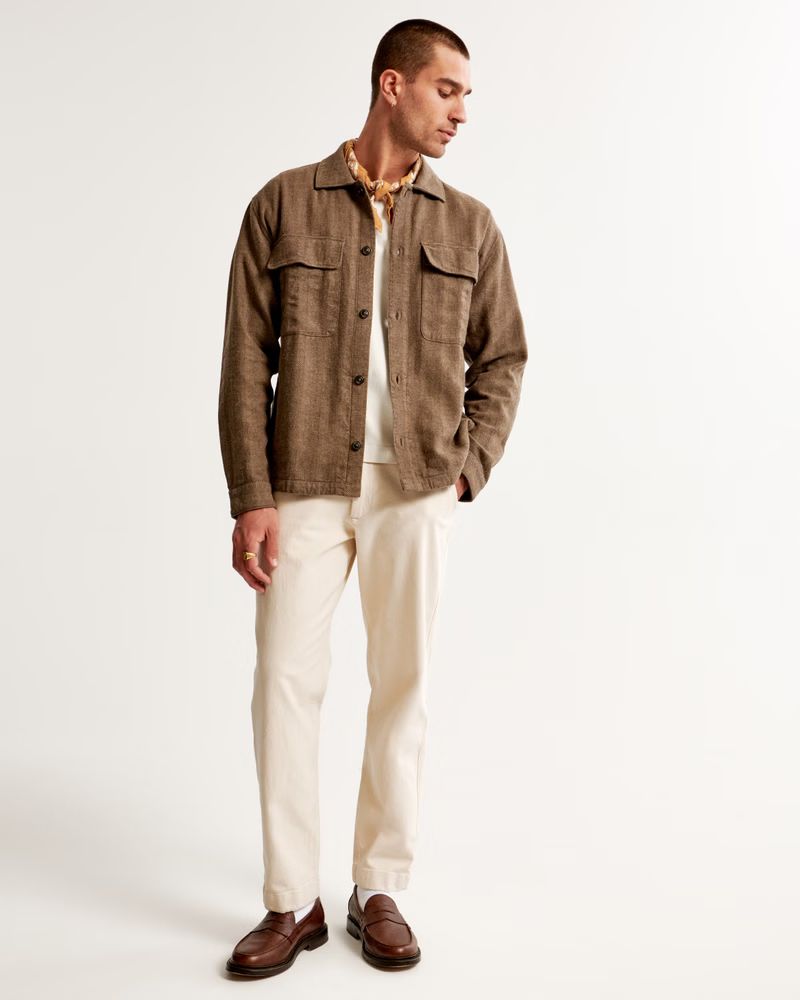 Men's Linen-Blend Shirt Jacket | Men's | Abercrombie.com | Abercrombie & Fitch (US)