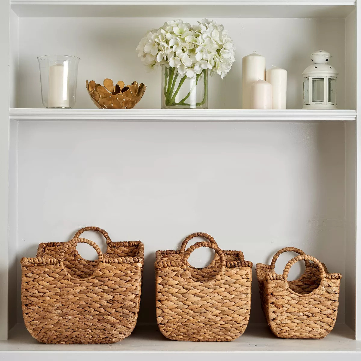 3pc Water Hyacinth Stackable Storage Baskets Natural - Haven Way | Target