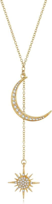 Feximzl Fashion Crystal Moon&Star Necklaces Pendants Unique Gold Color Chain Necklace Accessories... | Amazon (US)