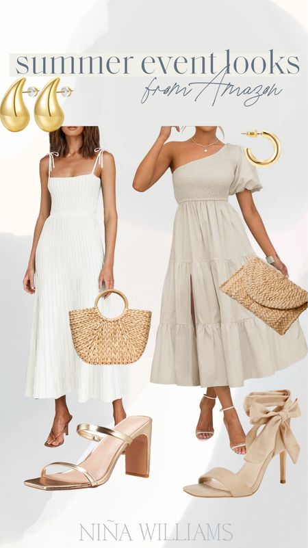 Amazon Summer Event Outfits! Summer dresses - white dress - rattan bag - straw clutch - summer accessories - summer sandals 

#LTKshoecrush #LTKwedding #LTKfindsunder100