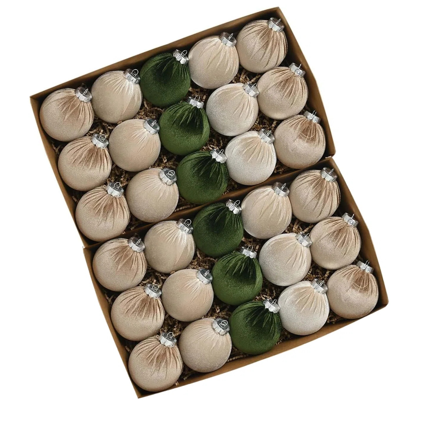 30pcs Velvet Christmas Balls - Shatterproof Xmas Bulbs Decorations Set - Neutral Ornaments - 3.14... | Wayfair North America