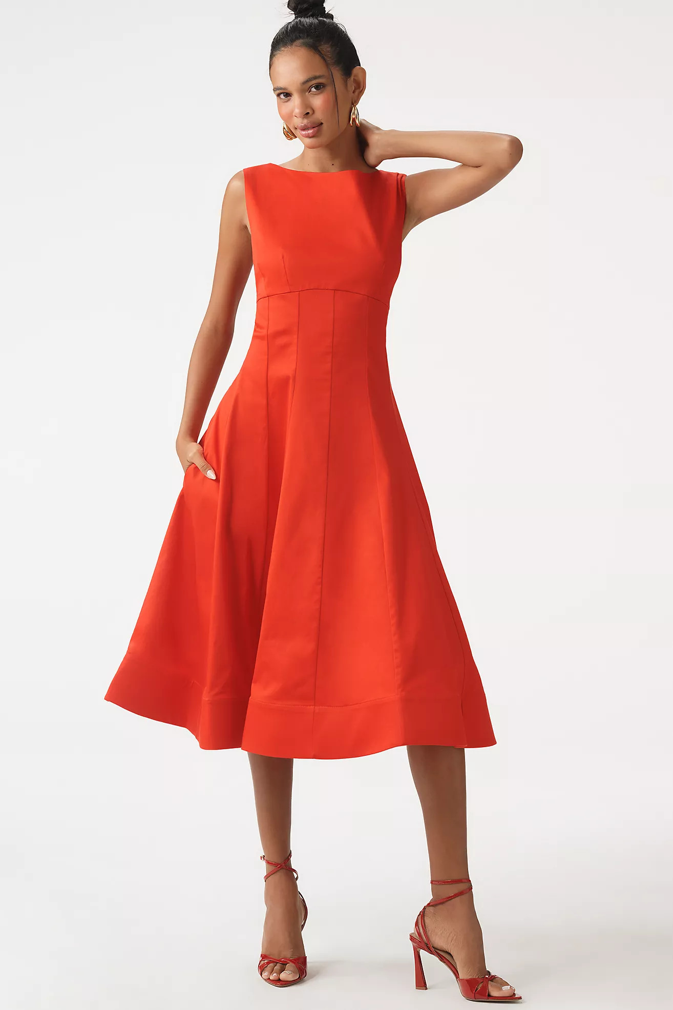 By Anthropologie Boat-Neck Drop-Waist Midi Dress | Anthropologie (US)